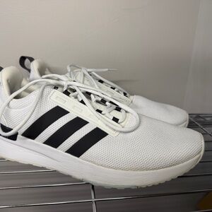 Adidas Men's White Sneakers with Black Stripes